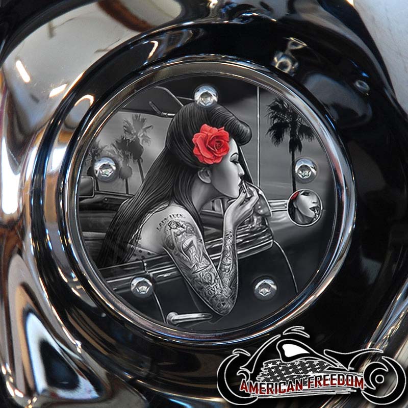 Custom Timing Cover - Red Flower Pin Up
